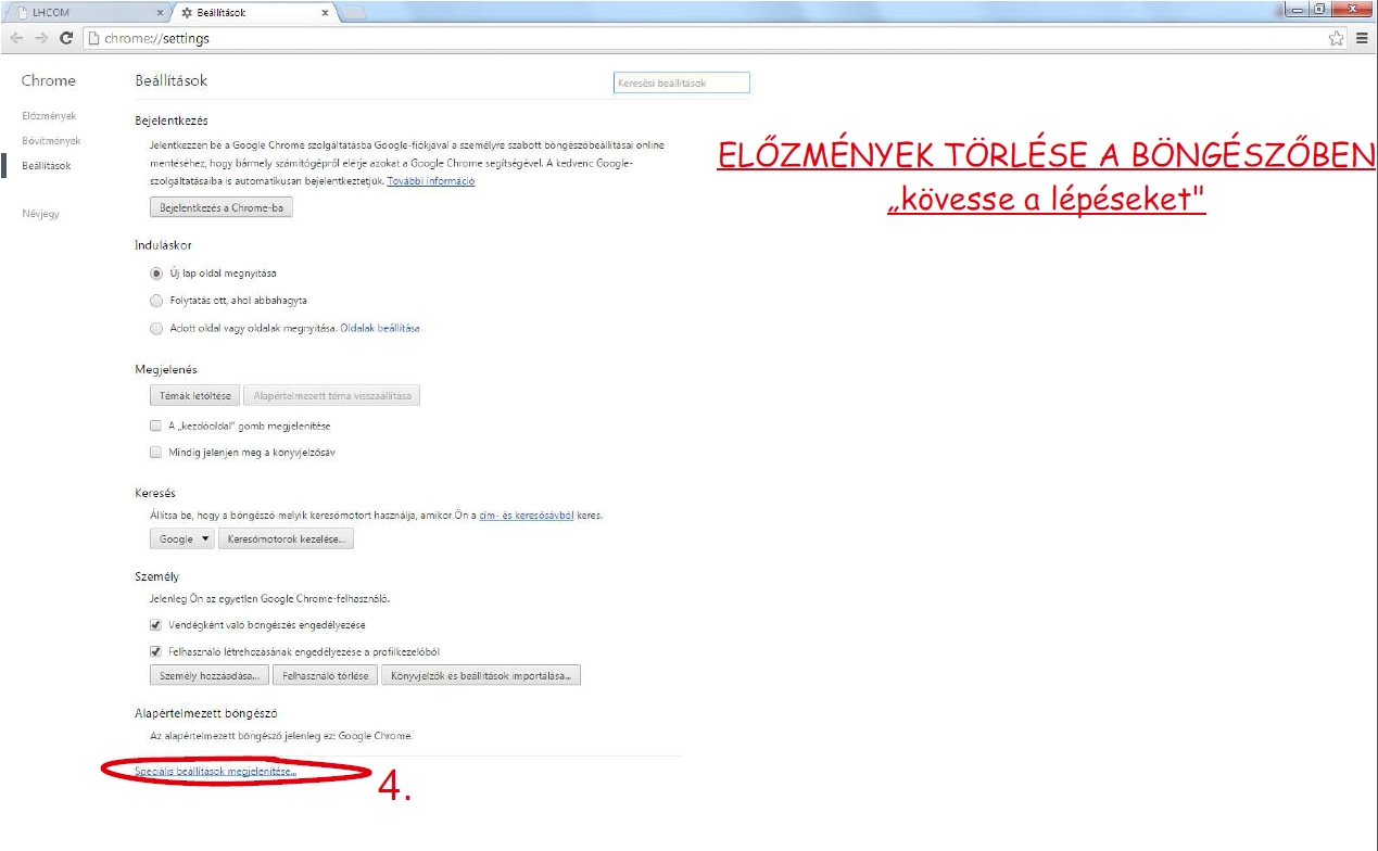 elozmenyek tőrlése 2. lépés